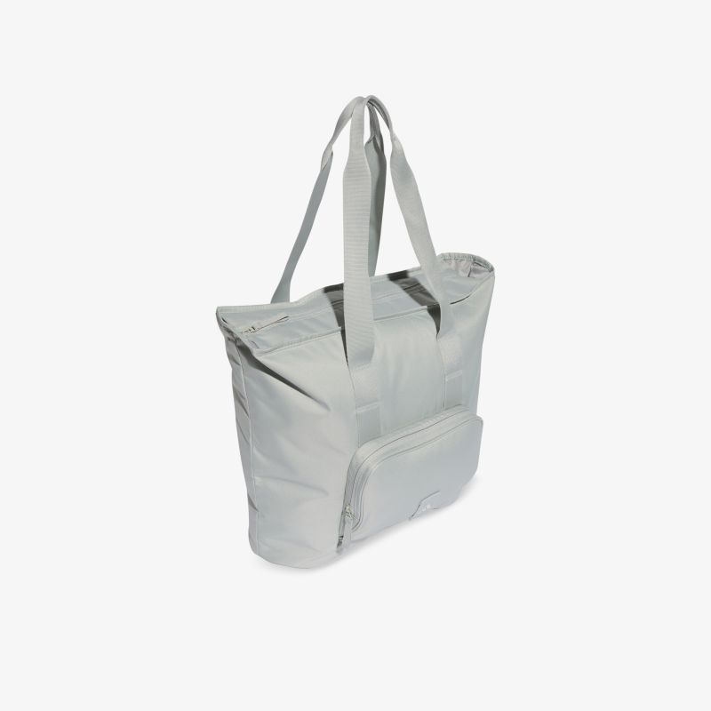Graue faltbare Einkaufstasche mit Tragegriffen und praktischer Außentasche, leicht und robust