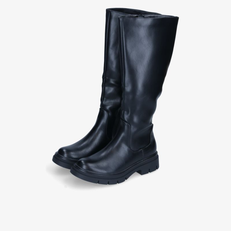 Schwarze Stiefel aus hochwertigem Leder mit robuster rutschfester Sohle, komfortable Passform und elegantem Design