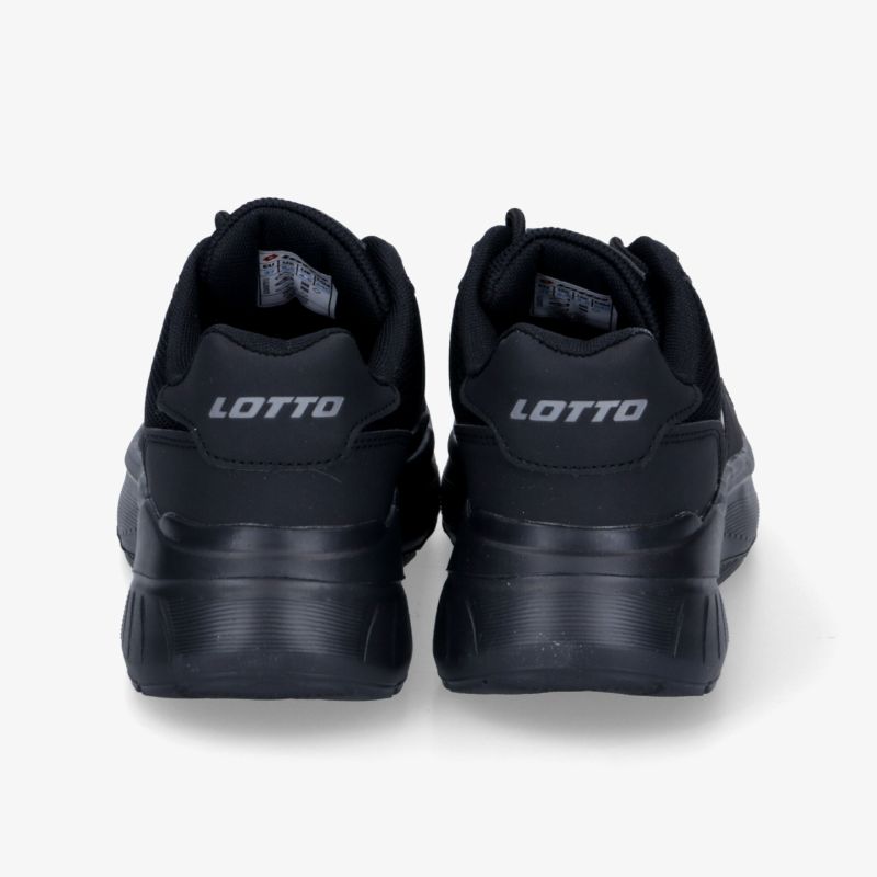 Schwarze Sportschuhe von Lotto, Rückansicht, gepolstert und robust für hohen Tragekomfort