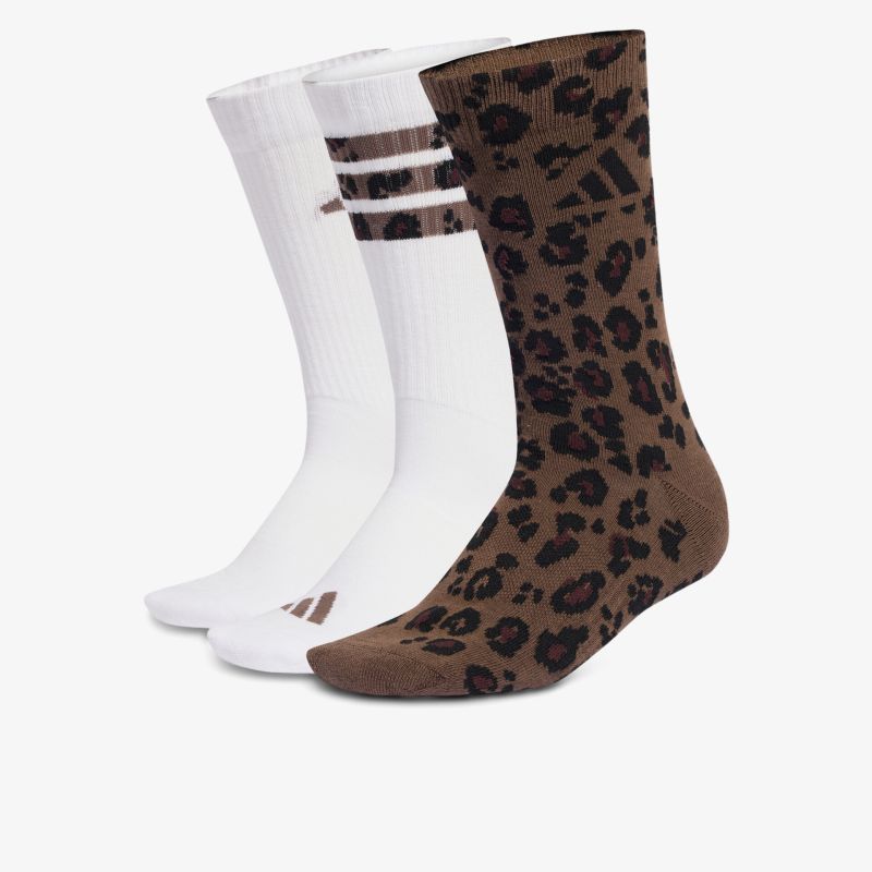 Bequeme Socken im 3er Pack mit modischem Leopardenmuster und sportlichen Streifen, ideal für Alltag und Sport