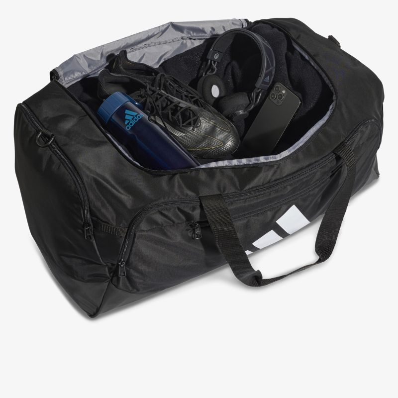 Schwarze Reisetasche mit großem Stauraum für Schuhe und Zubehör, robust und strapazierfähig