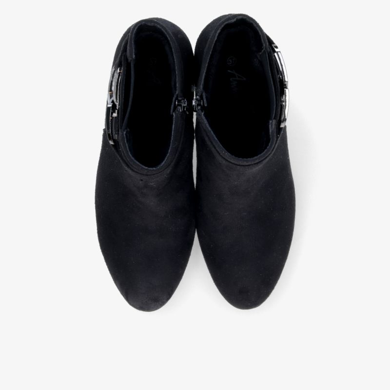 Schwarzes Paar Stiefeletten mit Reißverschluss, bequemes und elegantes Design aus hochwertigem Material