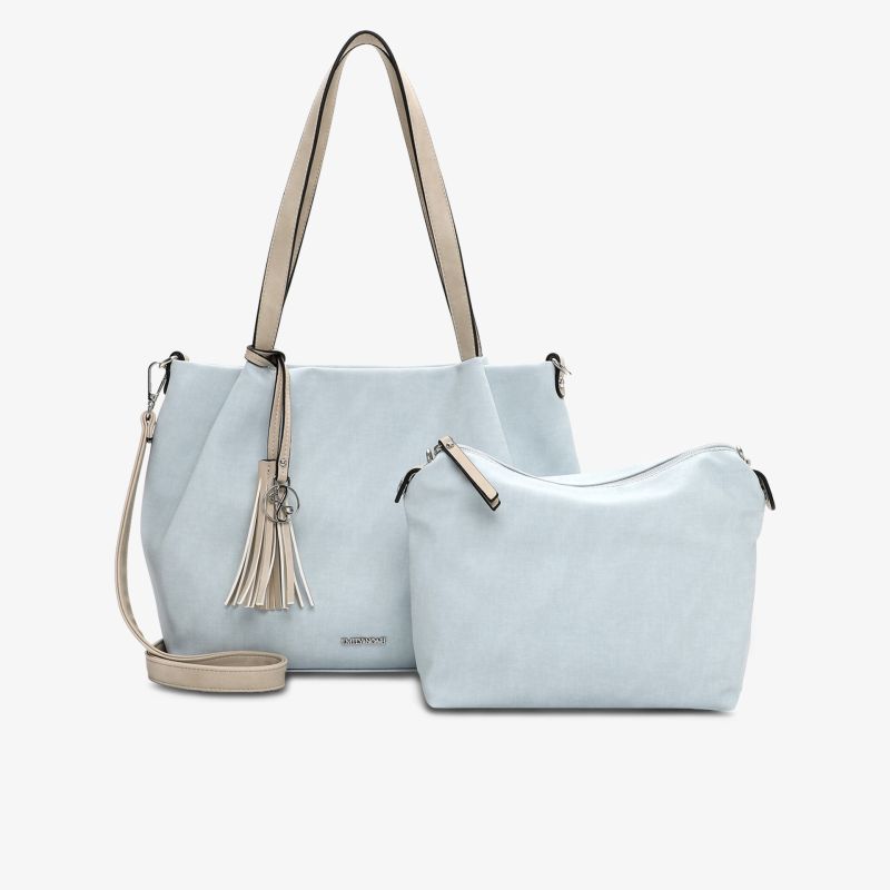 Elegante Handtasche mit praktischem Innenleben und stilvollem Design in Pastelltönen.