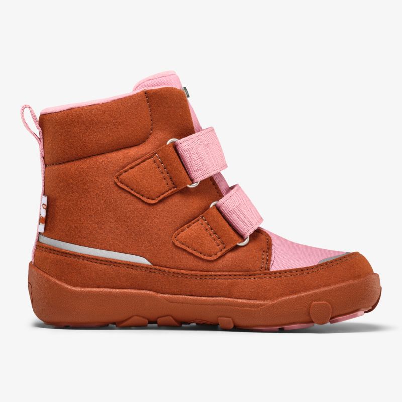 robuster und komfortabler Winterstiefel mit warmem Innenfutter und rutschfester Sohle in rot-pink