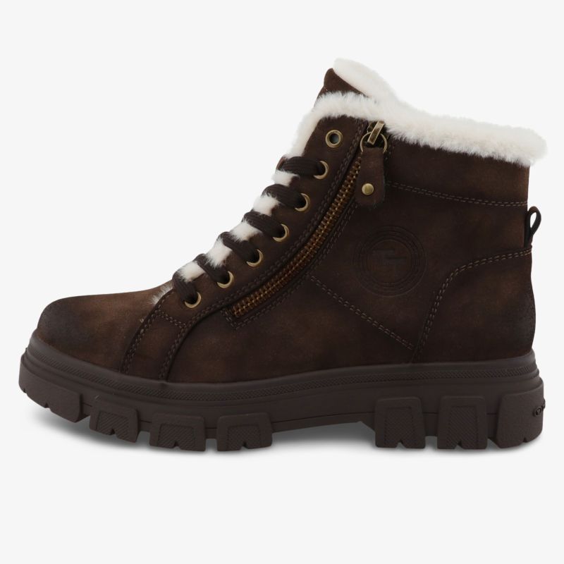 robuster brauner Winterschuh mit warmem Innenfutter, praktischem Reißverschluss und profilierter rutschfester Sohle