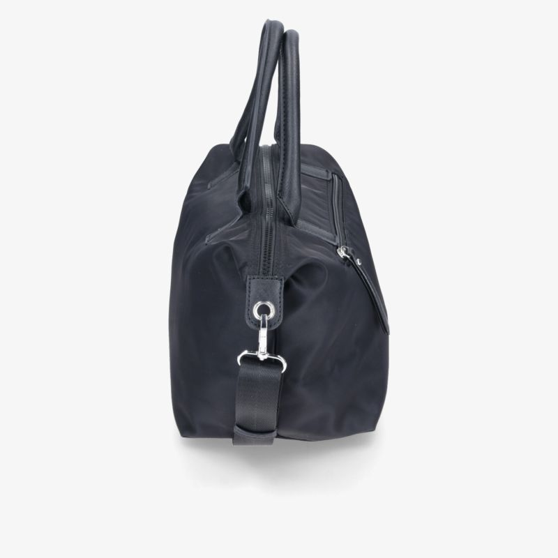 Elegante, schwarze Tasche mit Reißverschluss und robustem Design für vielseitige Einsätze.