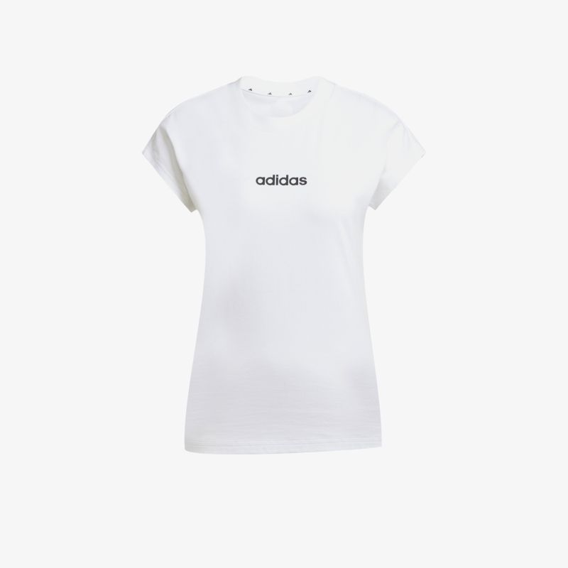 Weißes Adidas T-Shirt mit klassischem Logo vorne, kurzärmelig und angenehmem Tragekomfort