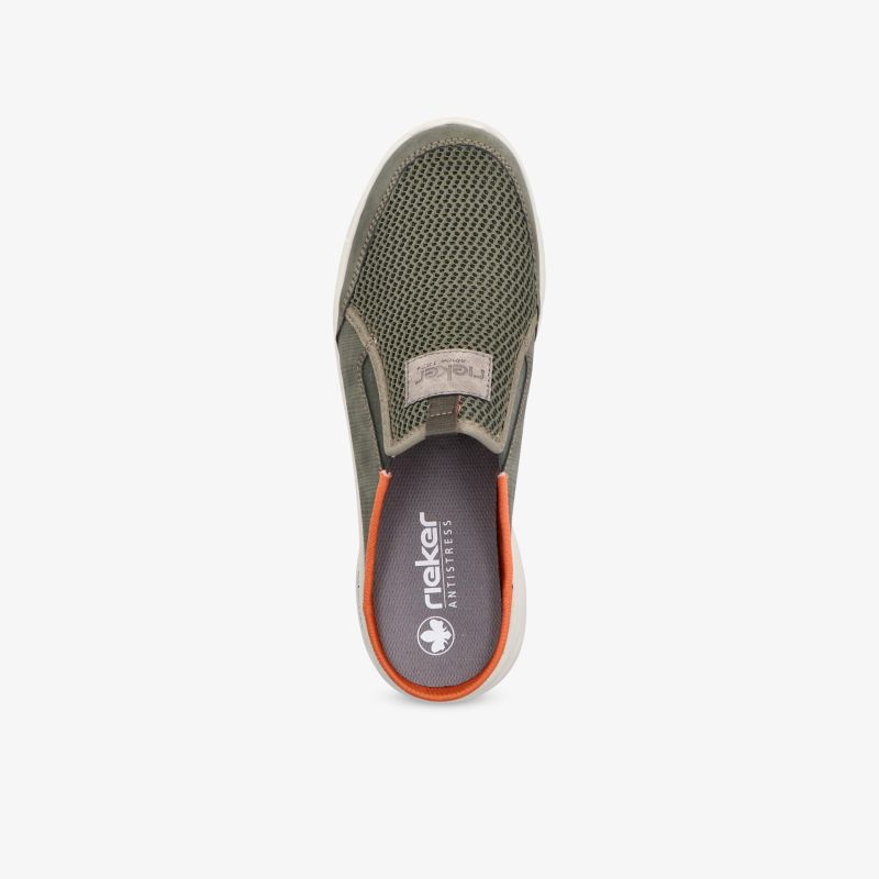 Bequemer, atmungsaktiver Olivgrüner Slipper mit flexiblem Sohlenprofil und modernem Slip-On-Design, Draufsicht