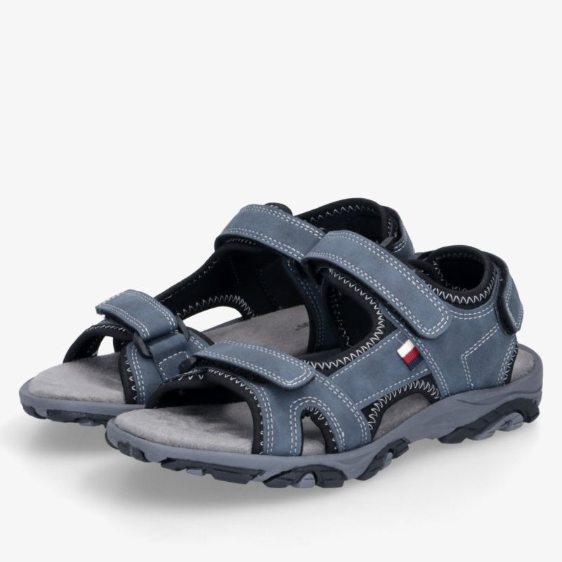 Sportliche blaue Sandalen mit verstellbaren Klettverschlüssen und rutschfester Sohle, bequem gepolstert und leicht