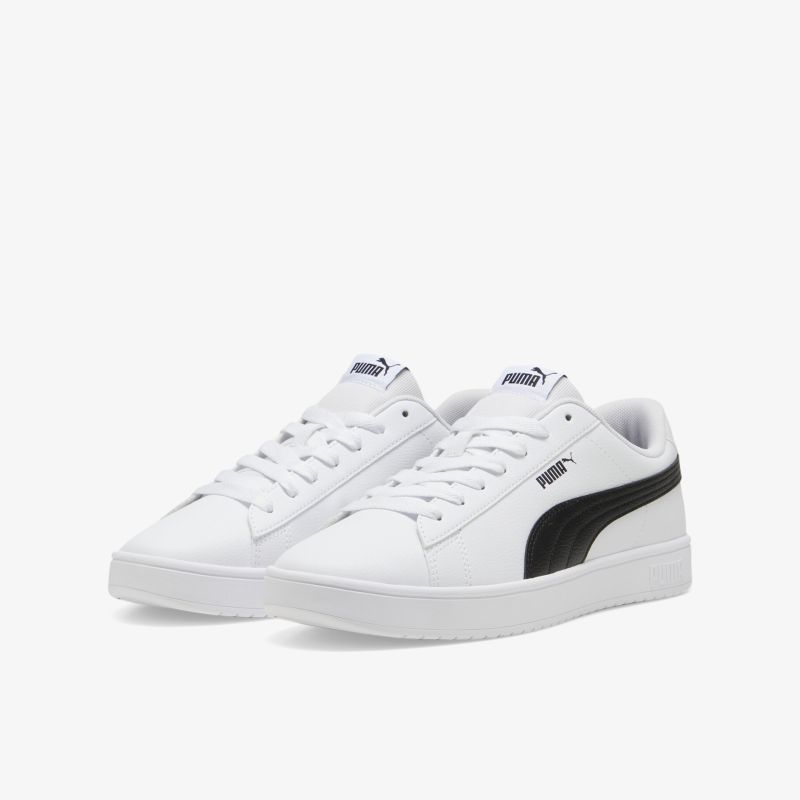 Weißer Sneaker im 3/4 Blick mit schwarzem Streifen, sportlich komfortabel und leicht