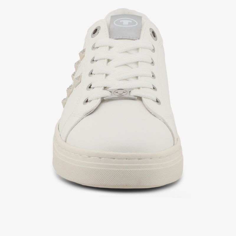Weißer Sneaker aus Leder mit stabiler Schnürung und bequemer Sohle, ideal für Alltag und Sport