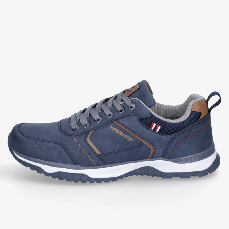 Blauer sportlicher Schnürschuh mit dämpfender Laufsohle, komfortabler Passform und dynamischen Farbakzenten