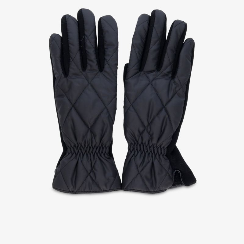 Wärmeisolierte schwarze gesteppte Winterhandschuhe mit elastischem Bund für optimalen Komfort