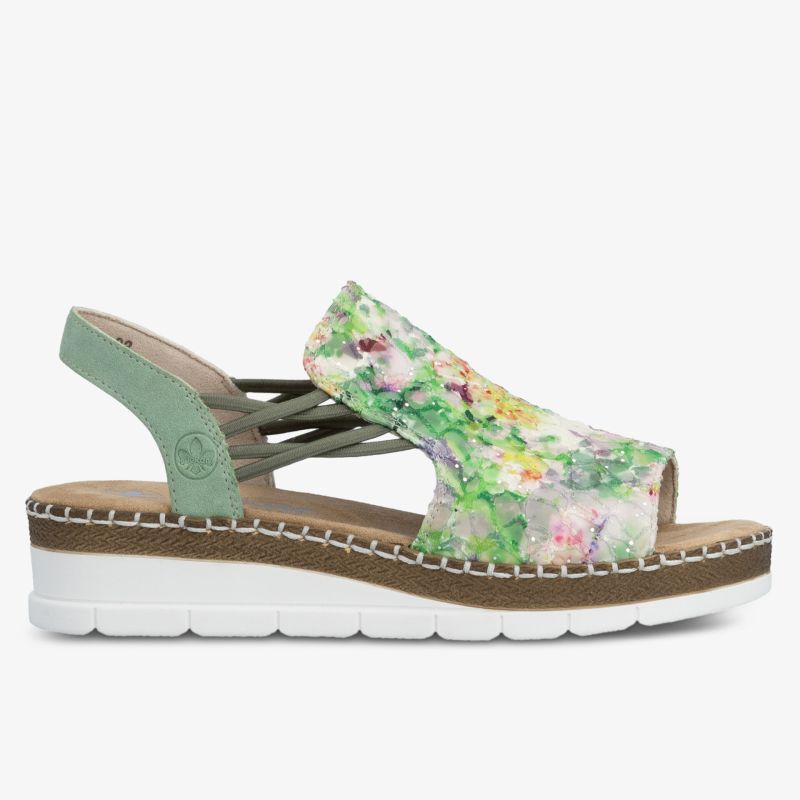 Leichte Sandale mit buntem Blumendesign, verstellbarem Riemen und komfortabler, rutschfester Sohle für hohen Tragekomfort