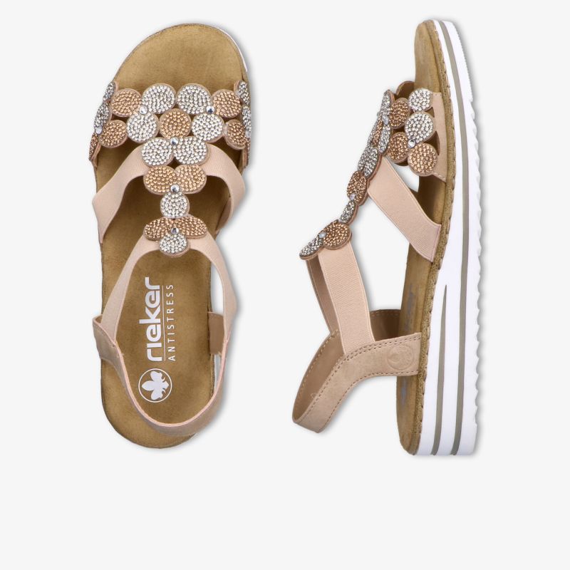 Bequeme Sandale mit verstellbaren Riemen und dekorativen Blüten, gepolsterte Innensohle, rutschfeste Laufsohle