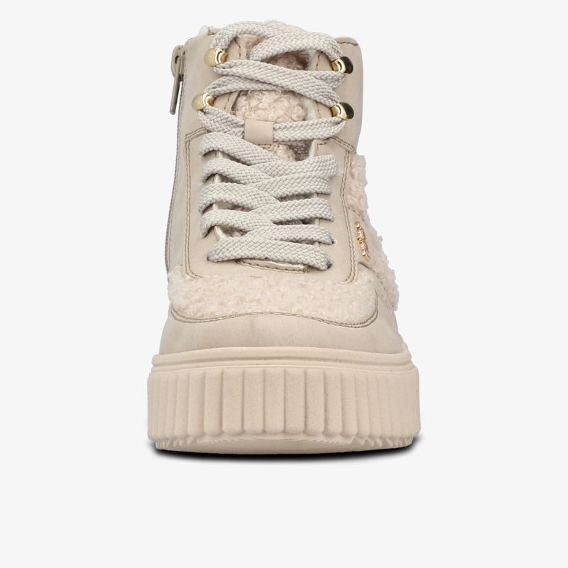 Bequemer Sneaker mit dicker Profilsohle, praktischer Schnürung und robustem Reißverschluss frontal sichtbar