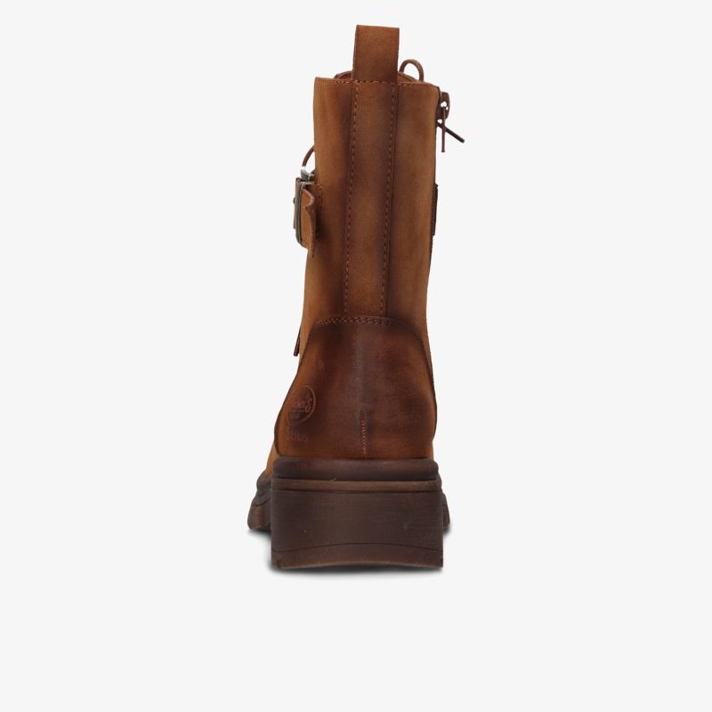 Robuster Schuh mit hochwertigem Leder und rutschfester Sohle zeigt die Rückansicht