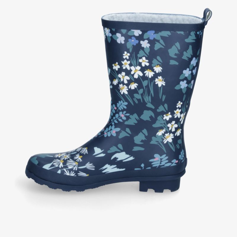 Wasserdichter Regenstiefel mit floralem Muster. Komfortabel und rutschfeste Sohle für optimalen Halt.