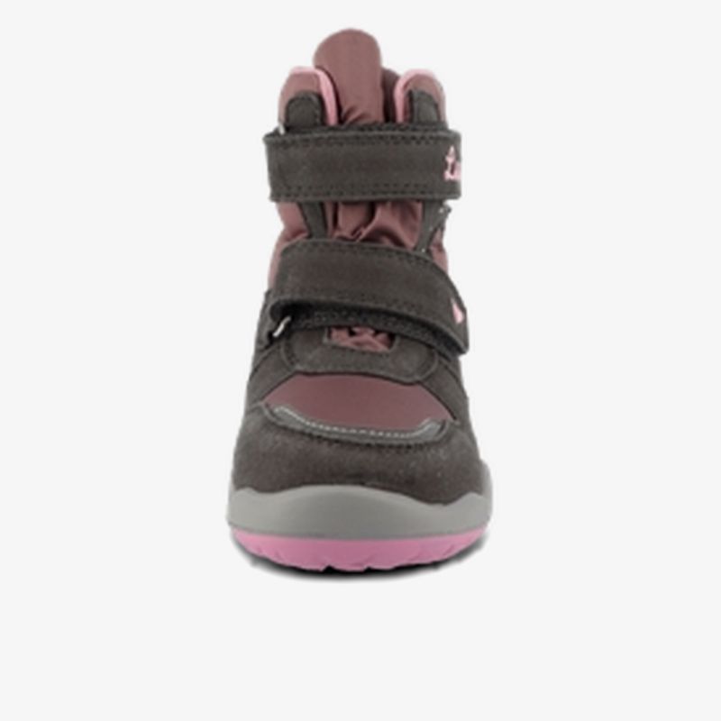 Stabiler Kinderschuh mit zwei Klettverschlüssen, rutschfester Sohle und komfortablem Innenfutter in Frontansicht