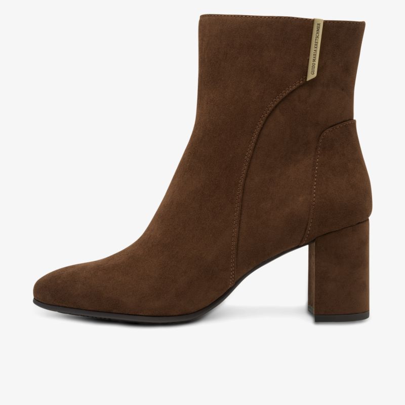 Brauner Wildleder Stiefelette mit blockabsatz und elegantem, schlichtem Design, bequemer Schnitt