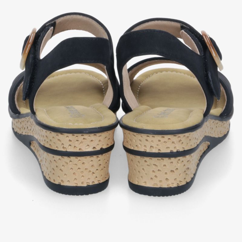 Elegant gestaltete Sandalen mit Keilabsatz und verstellbarem Riemen, gepolsterte Innensohle für hohen Tragekomfort