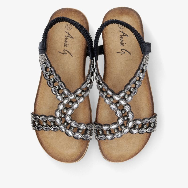 Elegante Sandalen mit glitzernden Schmucksteinen und weichen, bequemen Sohlen für maximalen Tragekomfort