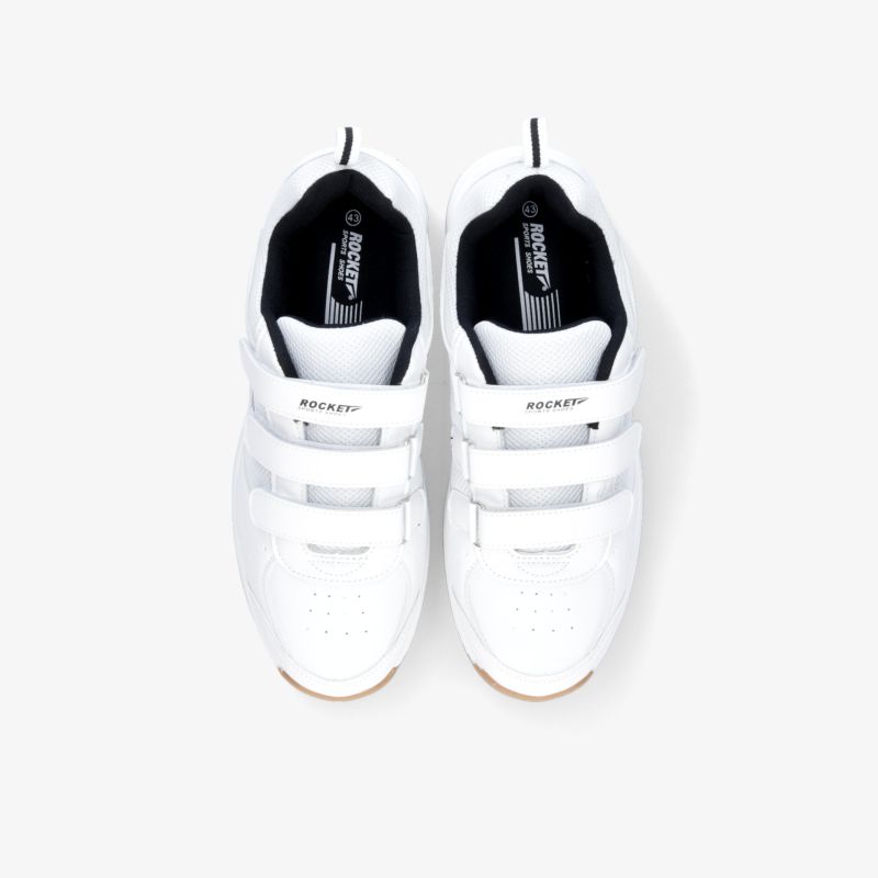 Modische weiße Sneaker mit Klettverschluss, ideal für Komfort und Stil im Alltag. Hochwertige Lederoptik.