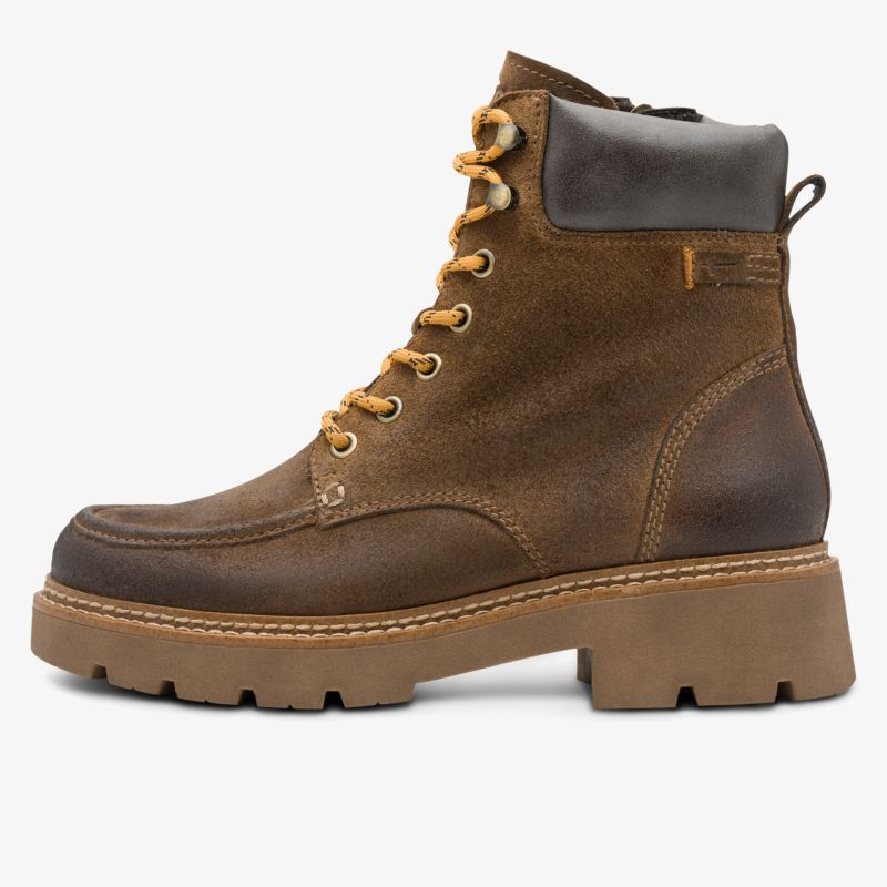 Robuster brauner Schnürstiefel mit gepolstertem Schaft und rutschfester Profilsohle für optimalen Halt