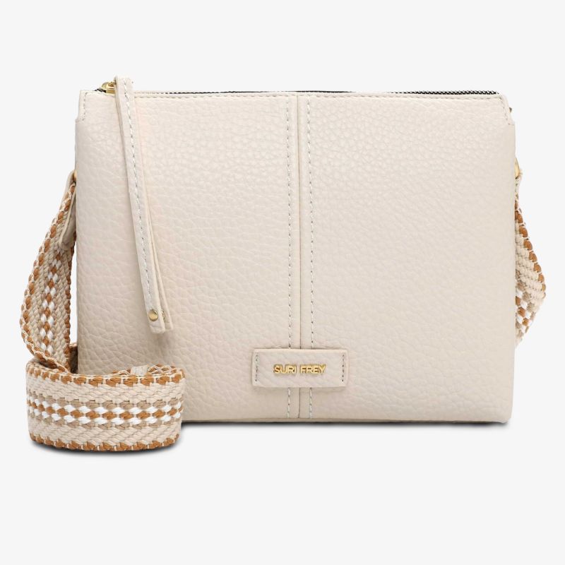Elegante weiße Tasche mit verstellbarem Gurt, modischem Design und praktischer Aufteilung.