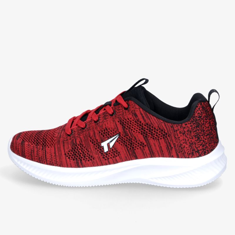Leichter roter Sportschuh mit atmungsaktivem Material und komfortabler stoßdämpfender Sohle in moderner Optik