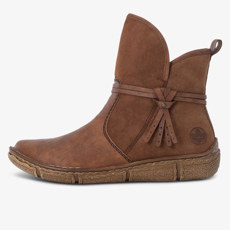 Brauner Veloursleder-Boot mit flacher Sohle und dekorativen Quasten bequem und lässig