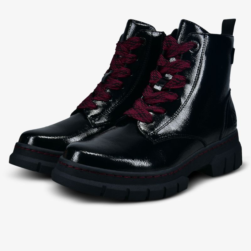 Glänzender robuster Schnürstiefel mit dicker Profilsohle und komfortablem Sitz, modisch und strapazierfähig