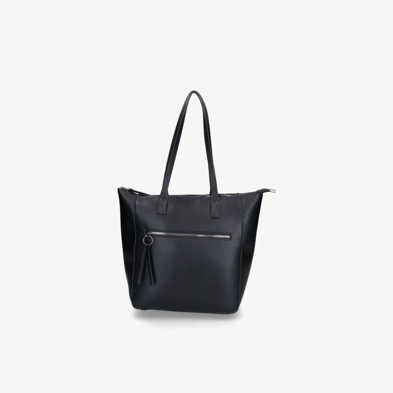 Elegante schwarze Leder-Handtasche mit geräumigem Innenfach und praktischem Reißverschluss, vielseitig kombinierbar