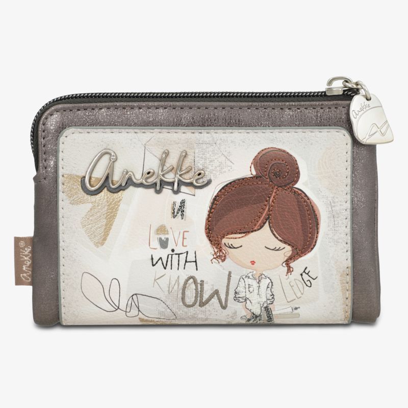 Kleine modische Geldbörse mit Reißverschluss, Herz-Illustration und handlichem Format