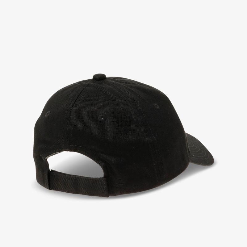 Klassische schwarze Basecap mit verstellbarem Verschluss, für optimalen Komfort und stilvolles Aussehen.