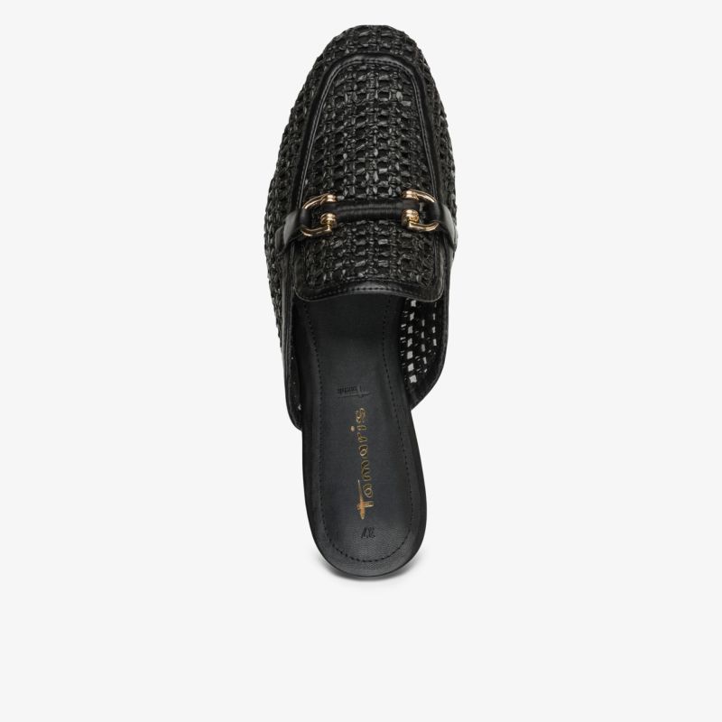 Schwarzer Loafer mit geflochtenem Muster, elegant und modisch, bequemer leichter Schuh
