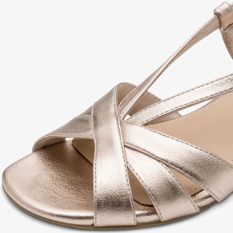 Elegante metallicfarbene Riemchensandale aus Leder mit modischem Design und hohem Tragekomfort