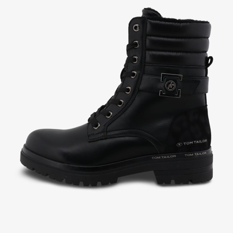 Robuster schwarzer Schnürstiefel mit hohem Schaft und rutschfester Sohle, ideal für sicheren Halt und Komfort