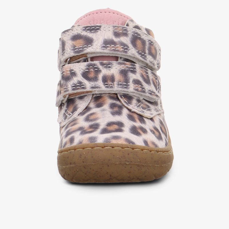 Kinderfreundlicher Schuh mit bequemem Klettverschluss und modischem Leopardenmuster, flexibles und weiches Material
