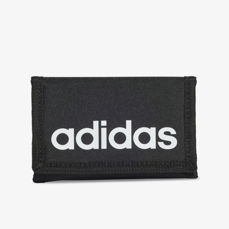 Schwarzes adidas Portemonnaie mit weißem Markenlogo, kompaktes und robustes Design, praktischer Geldbeutel
