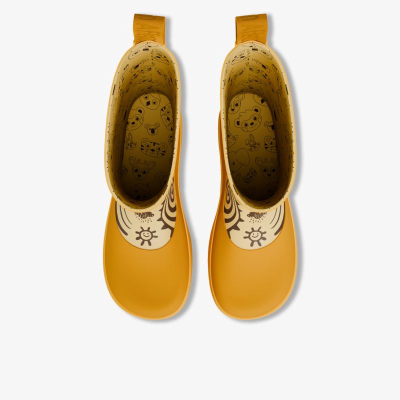 Wasserdichter gelber Kinderregenstiefel mit flexiblem und robustem Material, bequemer Tragekomfort