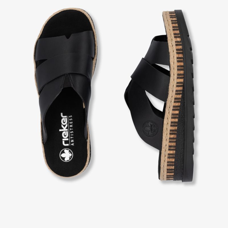 Schwarze Sandale mit komfortabler Passform und robuster, rutschfester Sohle für vielseitigen Einsatz