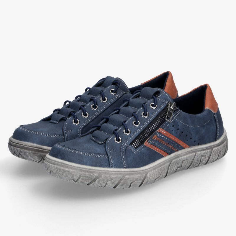 Stylische blaue Freizeitschuhe mit praktischem seitlichem Reißverschluss und bequemer, flexibler Sohle