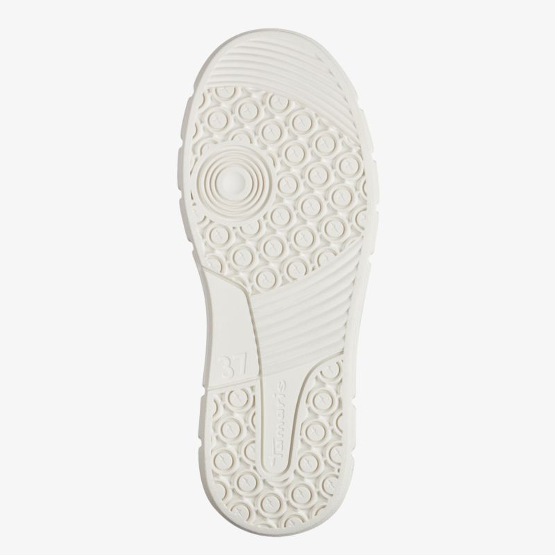Weiße Schuhsohle mit rutschfestem Profil, flexibel und stoßdämpfend für hohen Tragekomfort