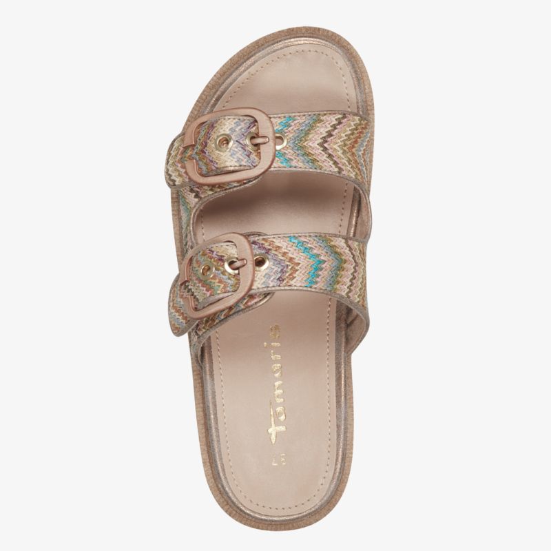 Bequeme Sandale mit verstellbaren Schnallen und buntem Muster, offene Zehen, ideale sommerliche Fußbekleidung