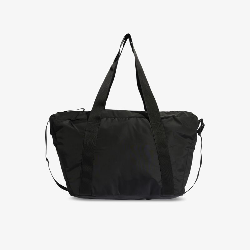 Schwarze sportliche Reisetasche mit langen Henkeln und Reißverschluss, geräumig und robust für vielseitige Nutzung