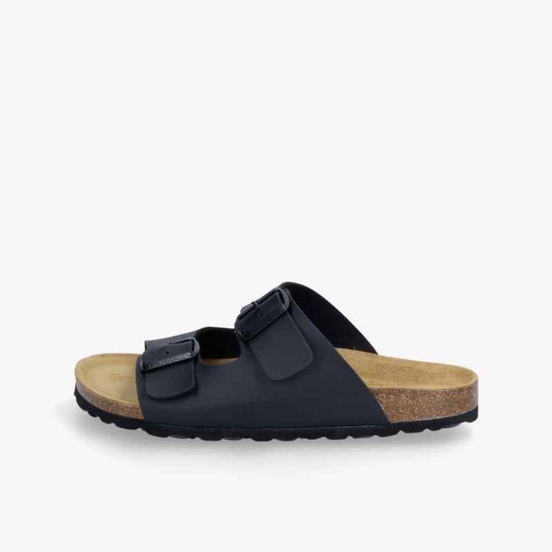 Bequeme Sandale mit verstellbaren Riemen und gepolstertem Korkfußbett seitlich