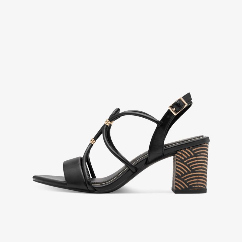 Elegante schwarze Sandalette mit komfortablem Blockabsatz und verstellbarem Riemen für sicheren Halt