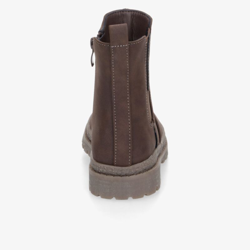 Robuster brauner Schuh mit Profilsohle und bequemem Reißverschluss für optimalen Tragekomfort und Stabilität