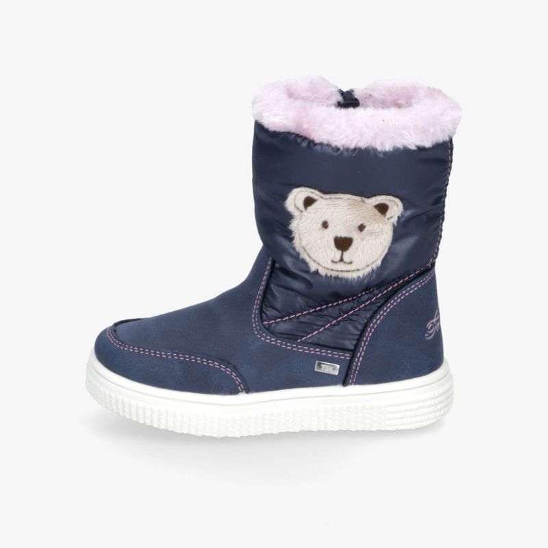 Warmer und gepolsterter Winterstiefel mit weichem Fellfutter und niedlichem Bärmotiv für sicheren Halt